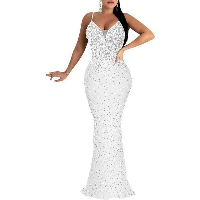 XINQIHANG Femmes Sexy Élégant Strass Forage Chaud Processus Bodycon Robe Soirée de Soirée Robe Longue Soirée Robes