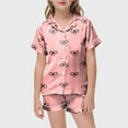 thumbnail image 4 of Gubotare Girls' Pyjama Sets Pajamas Set Girls Pjs Short Sleeve 2 Piece Sleepwear Button-Down Kids Nightwear (Light Pink,Size 6-7 Years), 4 of 5