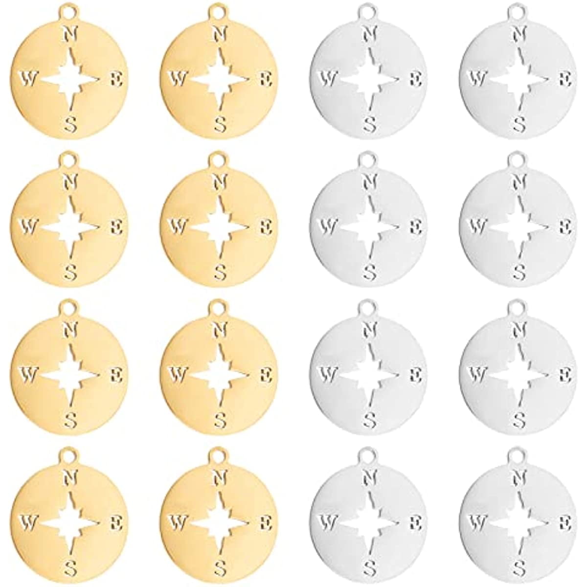 Wholesale DICOSMETIC 20Pcs 2 Colors Compass Pendant Charms Stainless Steel  Flat Round Charms Gold Color Nautical Charm for Bracelet Necklace DIY Craft  Jewelry Making 