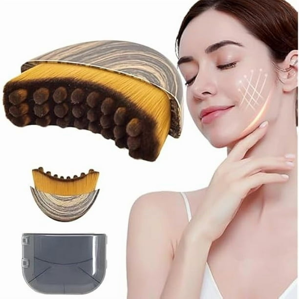 wonima11 1/2 PCS Lymphatic Contour Face Brush - Facial Gua Sha Lymphatic Drainage Massager for Lifting & Sculpting, Soft Bristles for Natural Makeup, Waterproof & Easy Clean (1Pcs Contour Face Brush)