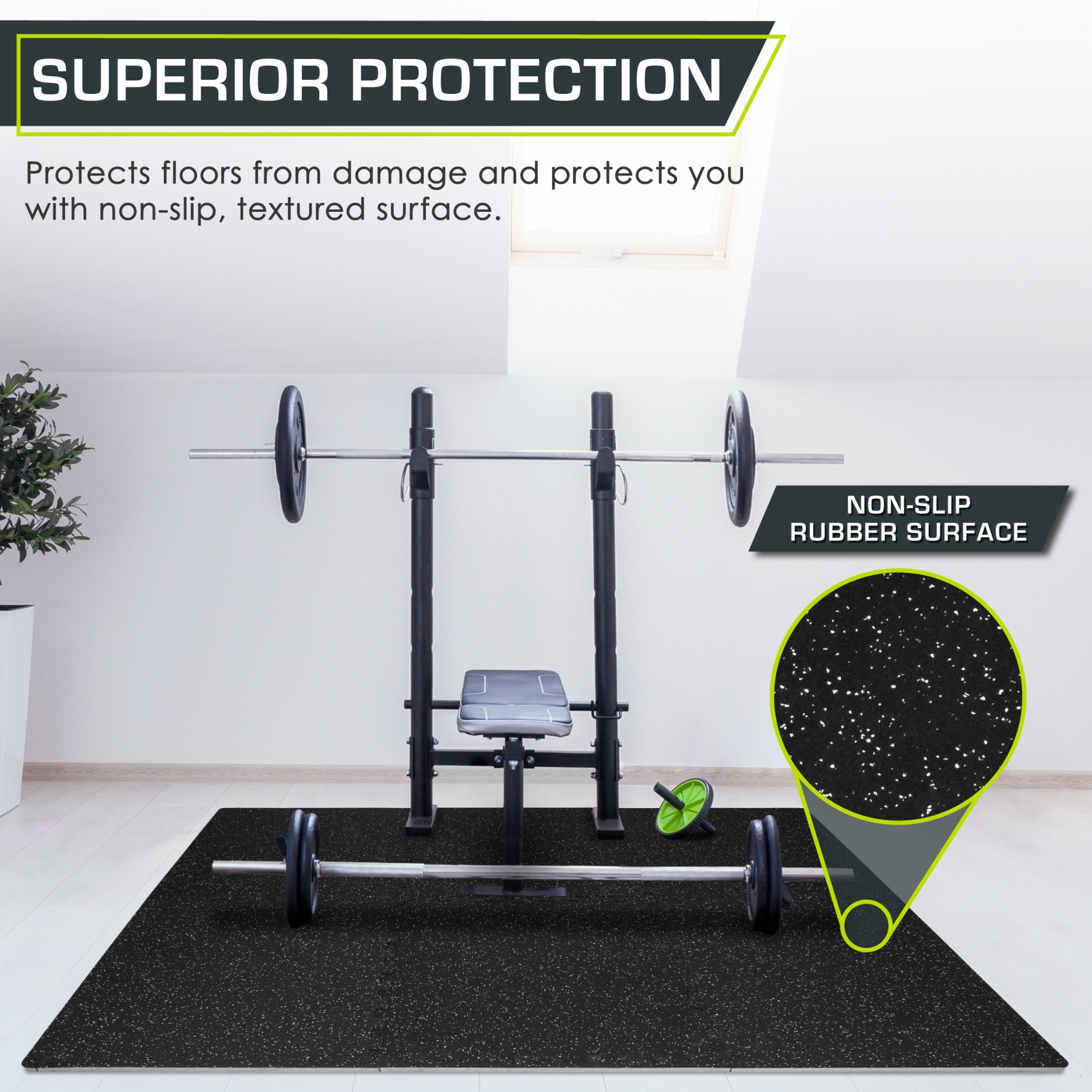 ProsourceFit Rubber Top Exercise Puzzle Mat ½-in, EVA Foam & Rubber Tiles for Home Gym