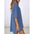 thumbnail image 4 of Women's two-piece casual suit summer casual loose shirt cycling shorts match airport travel wear Blue L, 4 of 7