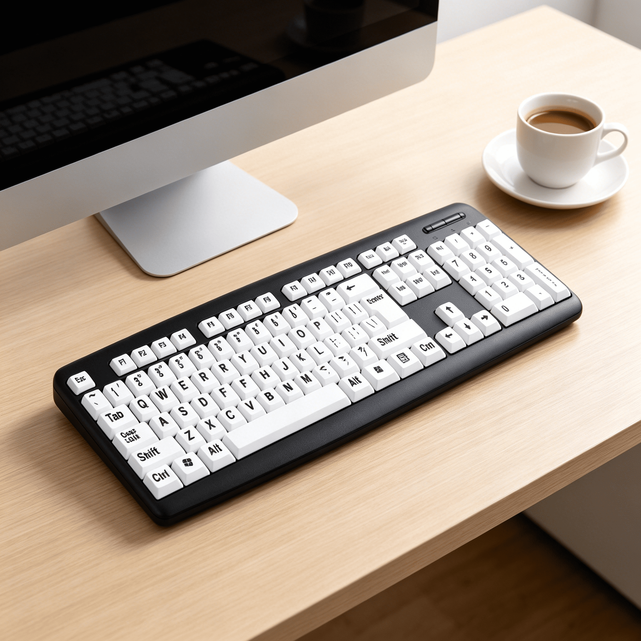 GJX 2026 New Large Print Wired Keyboard-Enhanced Visibility for Low Vision Individuals for Office,Home,Typing,Study,Computer Use