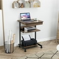 Topeakmart Mobile Metal Rolling Laptop Computer Desk Table with Drawer