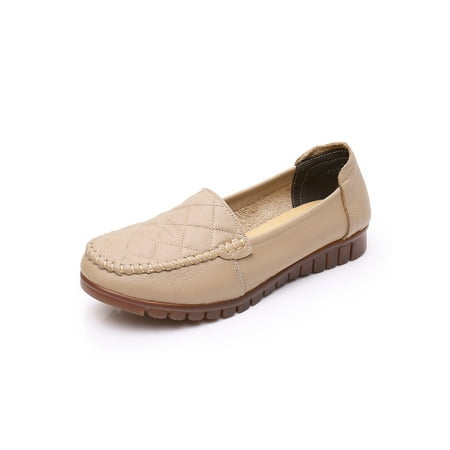 

Rotosw Womens Loafers Comfort Flats Classic Casual Shoe Lightweight Slip On Boat Shoes Work Non-Slip Bean Paste Color 7