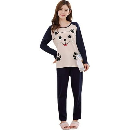 

Women Pajamas Cute Cartoon Sleepwear Comfy Pajama Pants Long Sleeve Night Suits