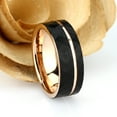 thumbnail image 2 of Men's Women's Tungsten Wedding Band Engagement Ring 8mm Faceted Black & Rose Gold Plated Ring, SZ 9, 2 of 3