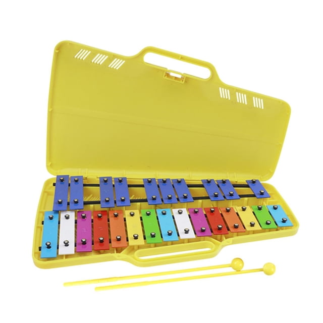 Música de percusión de jardín de infantes xilófono para niños Música de percusión Toy Glockenspiel Preescolar para 1 2 3 años principiante amarillo