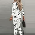 thumbnail image 3 of Zpanxa Women's Casual Fashion Printed Bat Sleeve Trousers Casual Sports Women's Suit High Waisted Sports Athletic Lounge Pants with Pockets Relaxed Fit Straight Leg Pant White M, 3 of 8