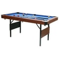 thumbnail image 3 of SEGMART 5.5 Ft Folding Pool Table for adults, Tennis Multigame Table, Multifunctional Billiard Table, Dining Table, Indoor Game Table, All Accessories Included, Brown with Blue Felt, 3 of 14