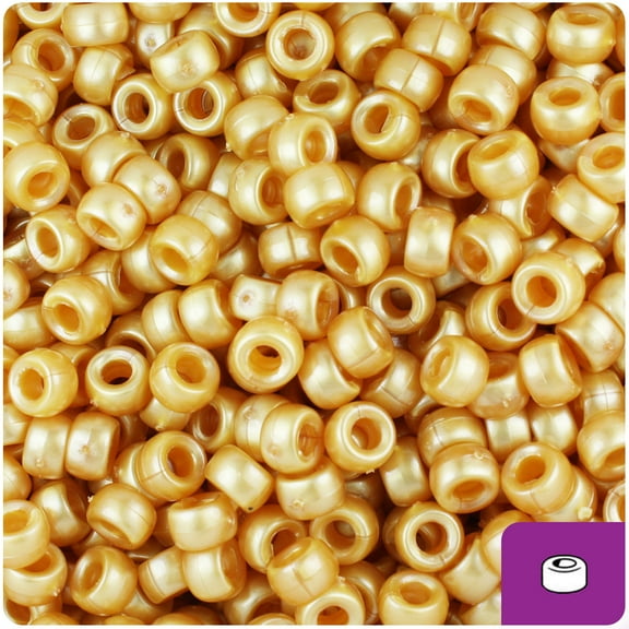 BeadTin Gold Pearl 6.5mm Mini Barrel Pony Beads (1000pcs)