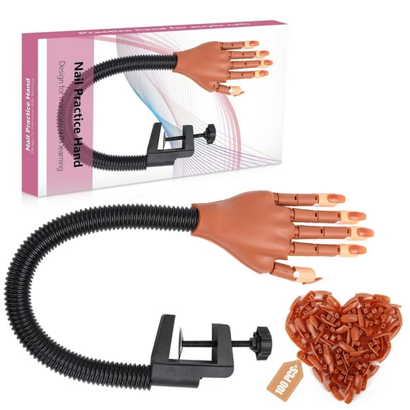 Nail Practice Hand Decinier Professional con 100 puntas de uñas