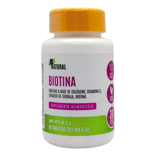 Biotina Colágeno y Vitamina C 60 tabletas SNatural blanco