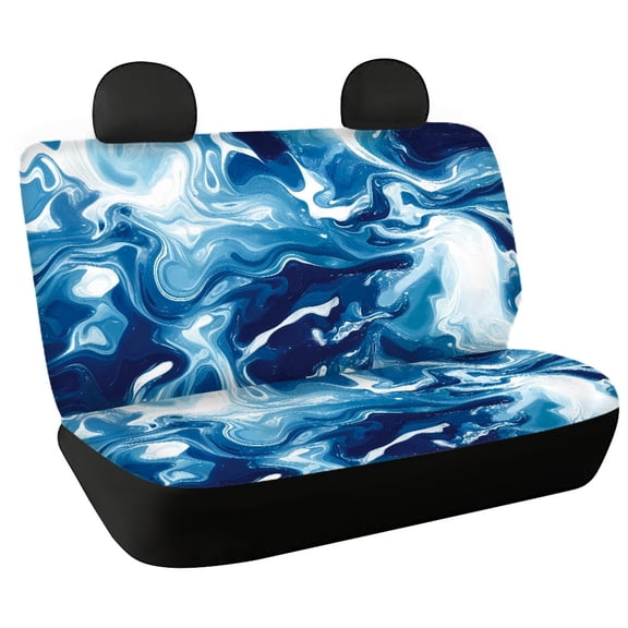FUIALDOLG Blue Marble Fluid Pattern, Non-Slip Rear Bench Car Seat Covers 2 Pack Comfortable Stretch Car Rear Seat Covers for Auto Automotive
