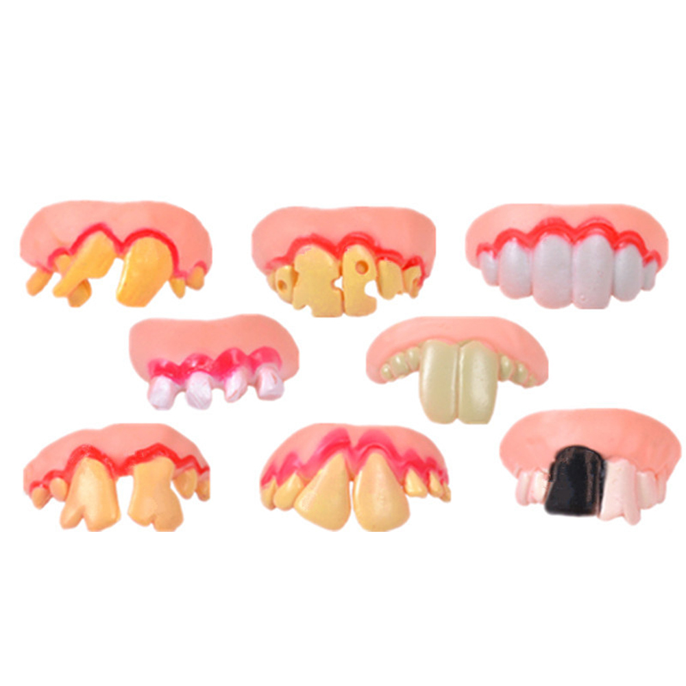 5Pcs Vampire Teeth Kids Horror Halloween Props Halloween Vampire Teeth  dentures Ugly Gnarly Teeth Fake Tongue Vampire Teeth Retractable Toys Funny