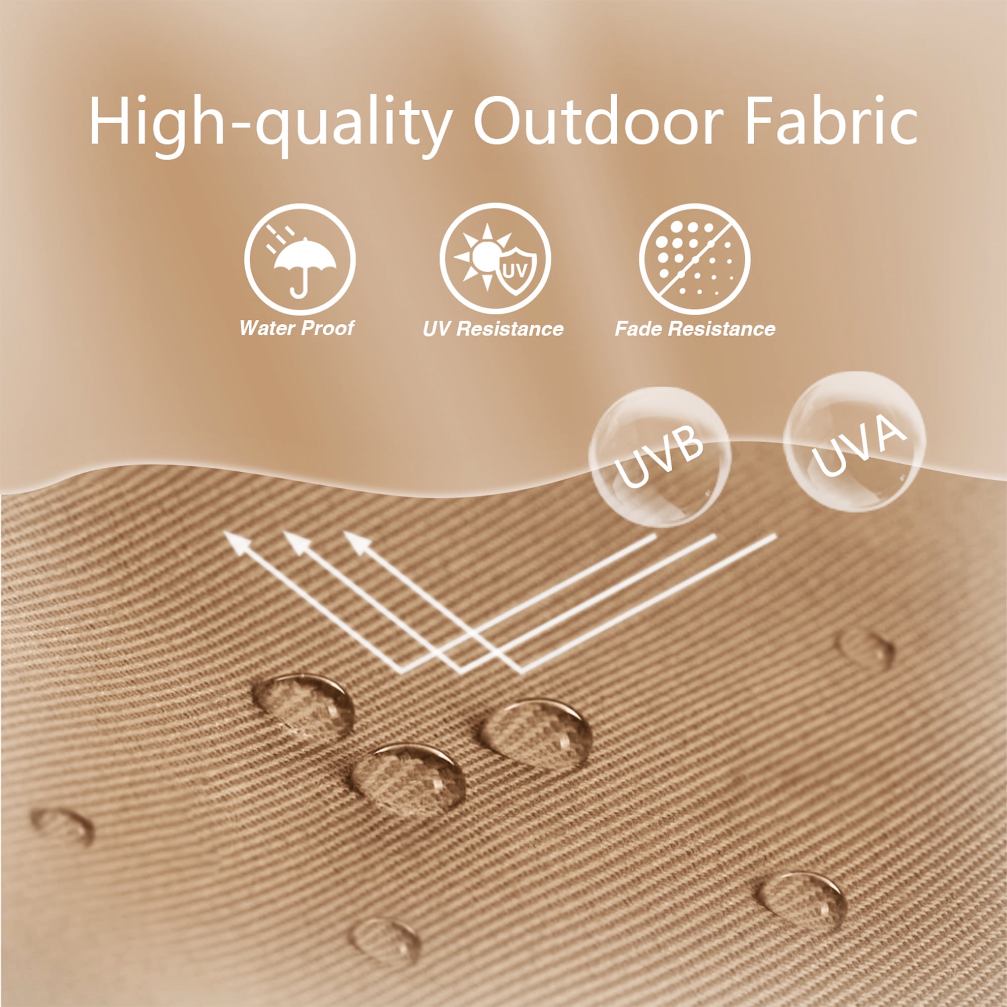 Abble 15x9 ft Large Double Sided Rectangular Patio Market Umbrella with Crank Lift - Heavy Duty Steel Sun Shade in Tan