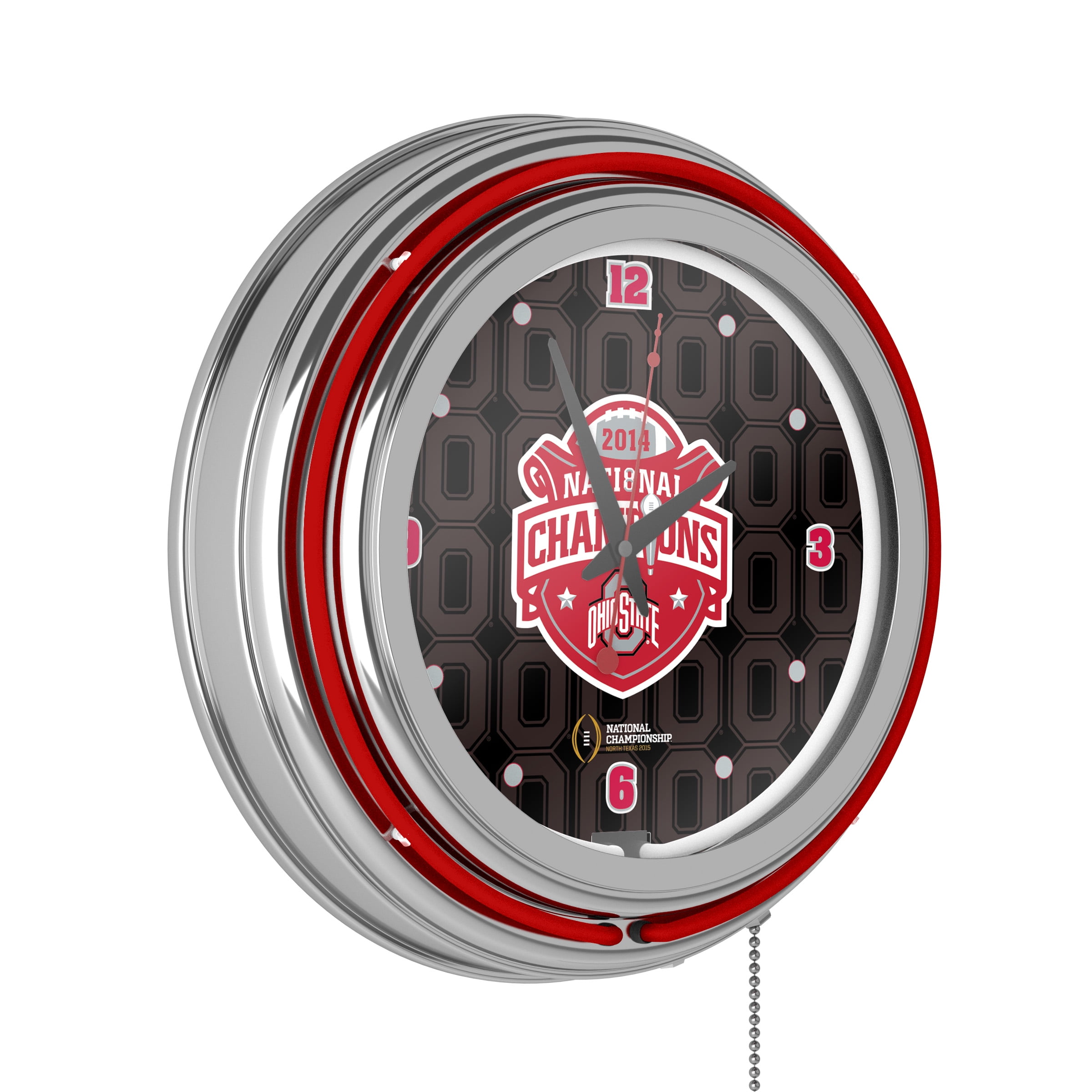 Ohio State University Logo Sign Neon Lighted Wall Clock Chrome Red 