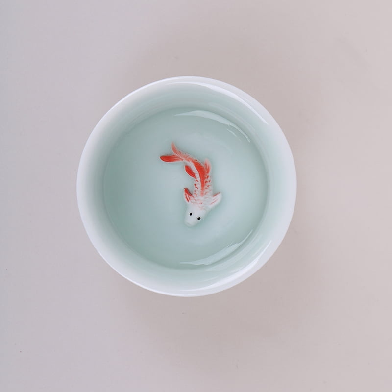 Chinese Tea Cup Porcelain Celadon Fish Teacup Set Teapot Drinkware Ceramic ^P 