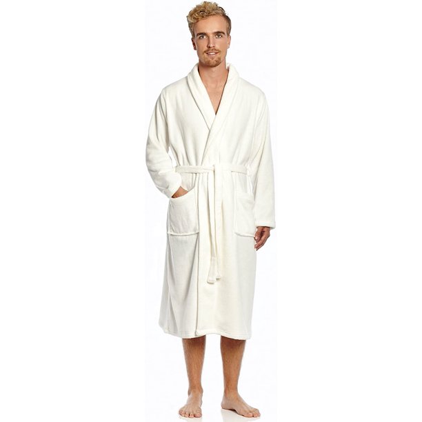 Mens Fleece Robe Ivory Size XL/XXL