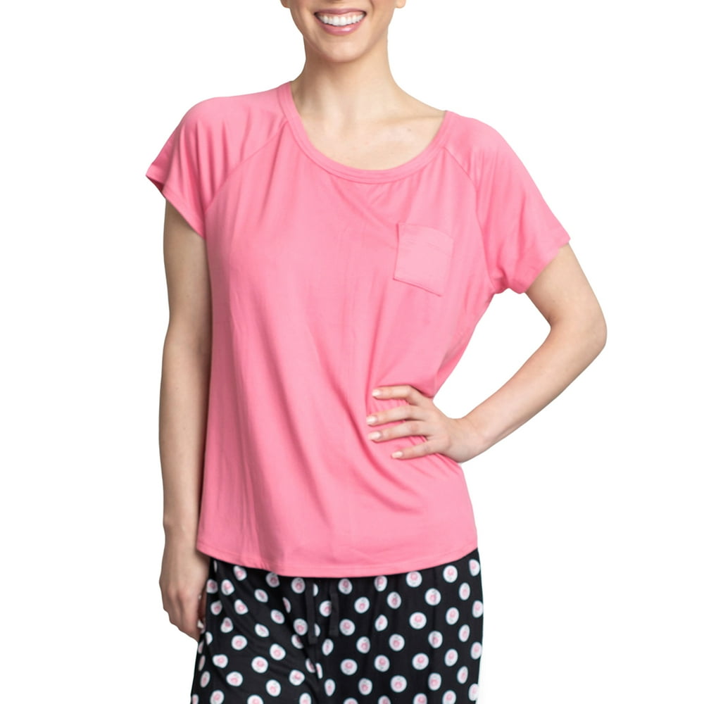Hanes - Hanes Women's Short Sleeve Tee Pajama Pant Set - Walmart.com