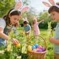 thumbnail image 6 of Faux Fur Easter Bunny Decor with Bow - Flocked Blue Rabbit on Branch, Spring Garden & Home Tabletop Decor, Easter Mantel, Small Courtyard Ornament, 11 colors, 6 of 6