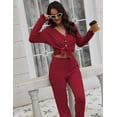 thumbnail image 6 of Ekouaer Womens Waffle Knit Pajamas Long Sleeve Lounge Set Button Up Pjs Loungewear with Pockets, 6 of 11