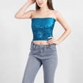 thumbnail image 2 of Umfun Women's Scene-Stealing Sequin Tube Top - Sparkly Glitter Crop Top, Dazzling Strapless Bandeau for Night Out, Rave & Daily Wear, 2 of 8