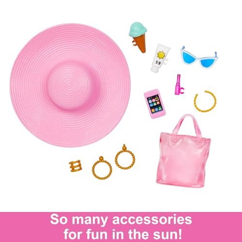 Mattel Barbie Doll with Swimsuit and Beach-Themed Accessories Toy New with Box