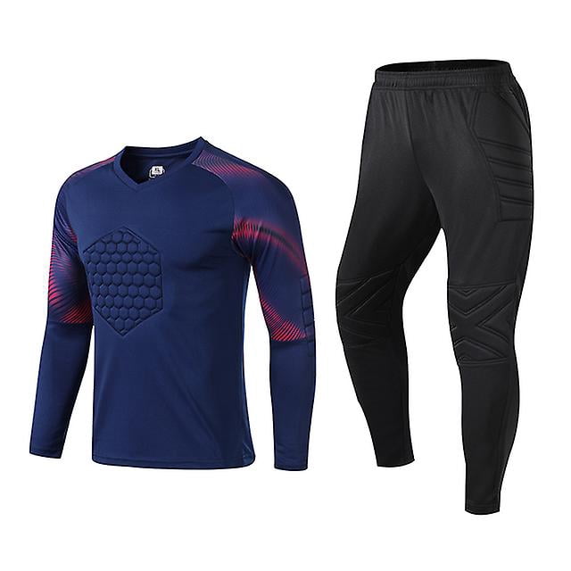 Nuevo uniforme de portero de fútbol adulto para hombres Esponja protectora Entrenamiento de manga larga Camiseta de fútbol de portero de fútbol Top y pantalones-Cyan-XL BmatwkZeng Bmatwe Jersey