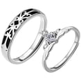 thumbnail image 1 of 1 par de anillos abiertos para pareja, anillos ajustables con diamantes de imitación para los dedos, joyería de moda para los dedos., 1 of 4