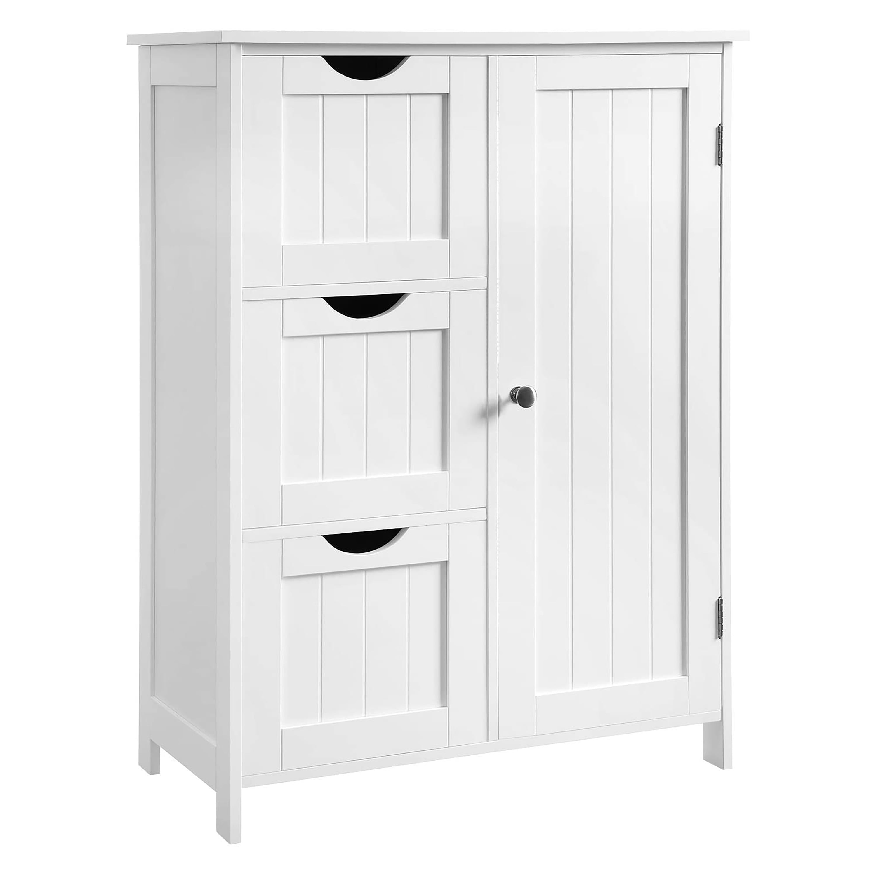Topeakmart Bathroom Floor Storage Cabinet with Single Door and Adjustable Shelf White Finish Wood