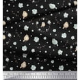 thumbnail image 3 of Soimoi Black Rayon Fabric Wreath & Bird Print Fabric by Yard 56 Inch Wide, 3 of 5