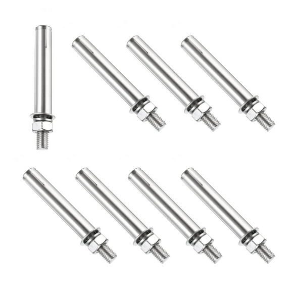 Unique Bargains 8 Pcs Vis d'Expansion M10 x 100mm Boulons Manchon Ancrage pour Mur Béton Murs de Brique Murs Secs, Argent