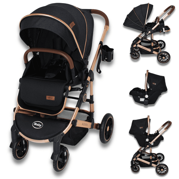Carriola 4 En 1 Reversible Con Portabebé Alessia - Ibaby negro