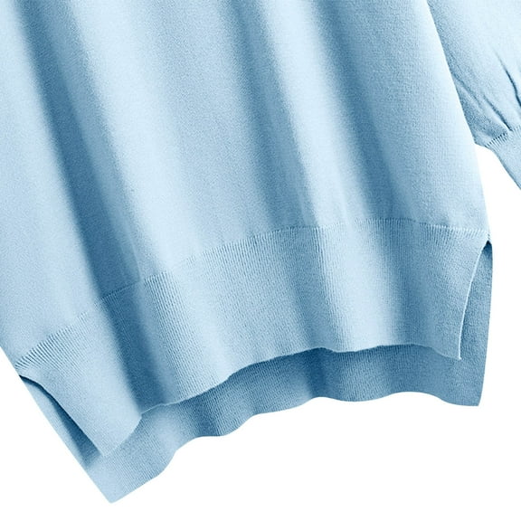 IROINNID Home Sets for Women Turtleneck Pullover with Wide Leg Pants 2 Piece Outfits Homewear Set,Light Blue