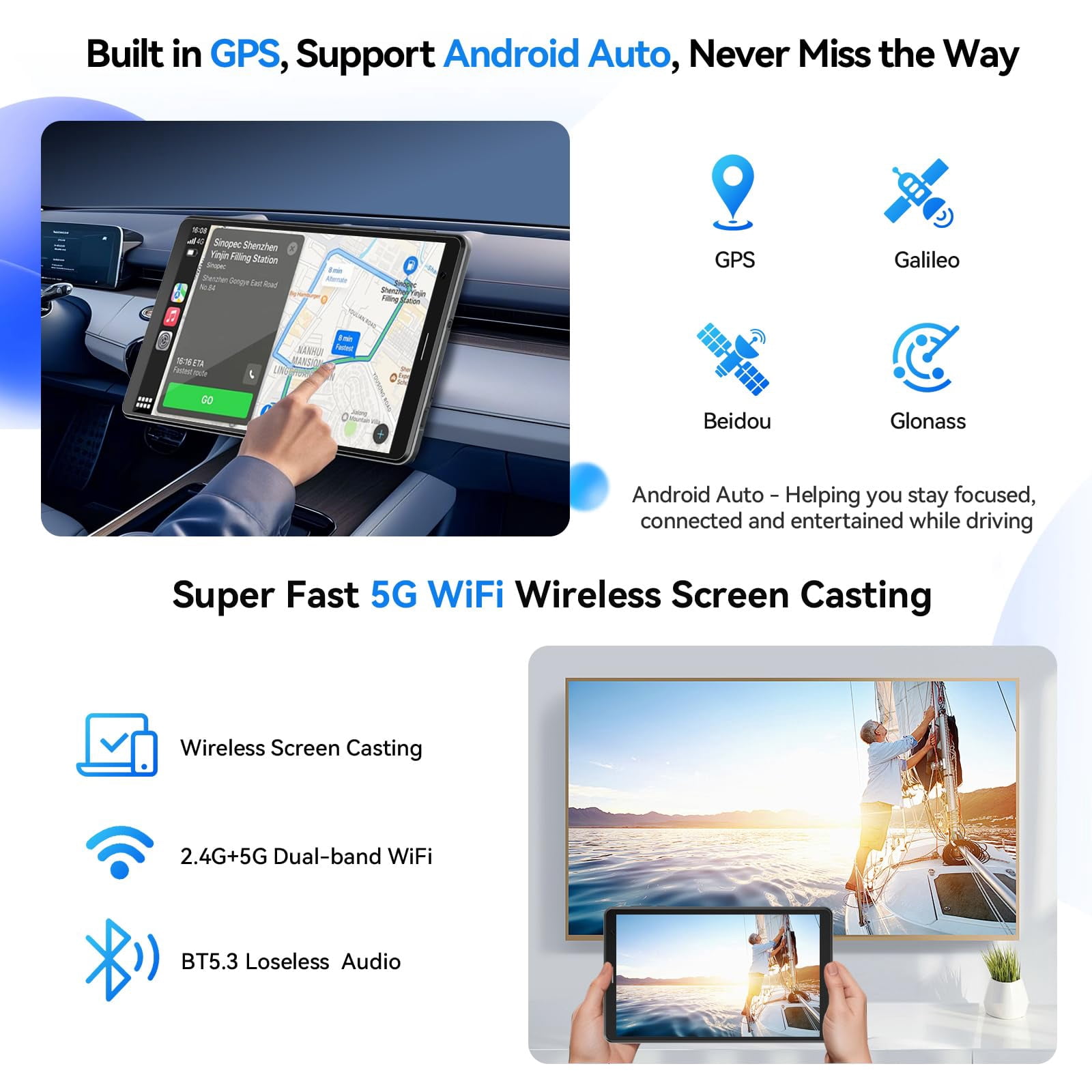 8 Inch Tablet with Sim Card Slot, Unlocked Tablets with 4G LTE, Octa Core, 12GB RAM 64GB ROM 2TB TF Expandable, 5100mAh, WiFi, GPS, Android 15 Tablet with Case, Pink