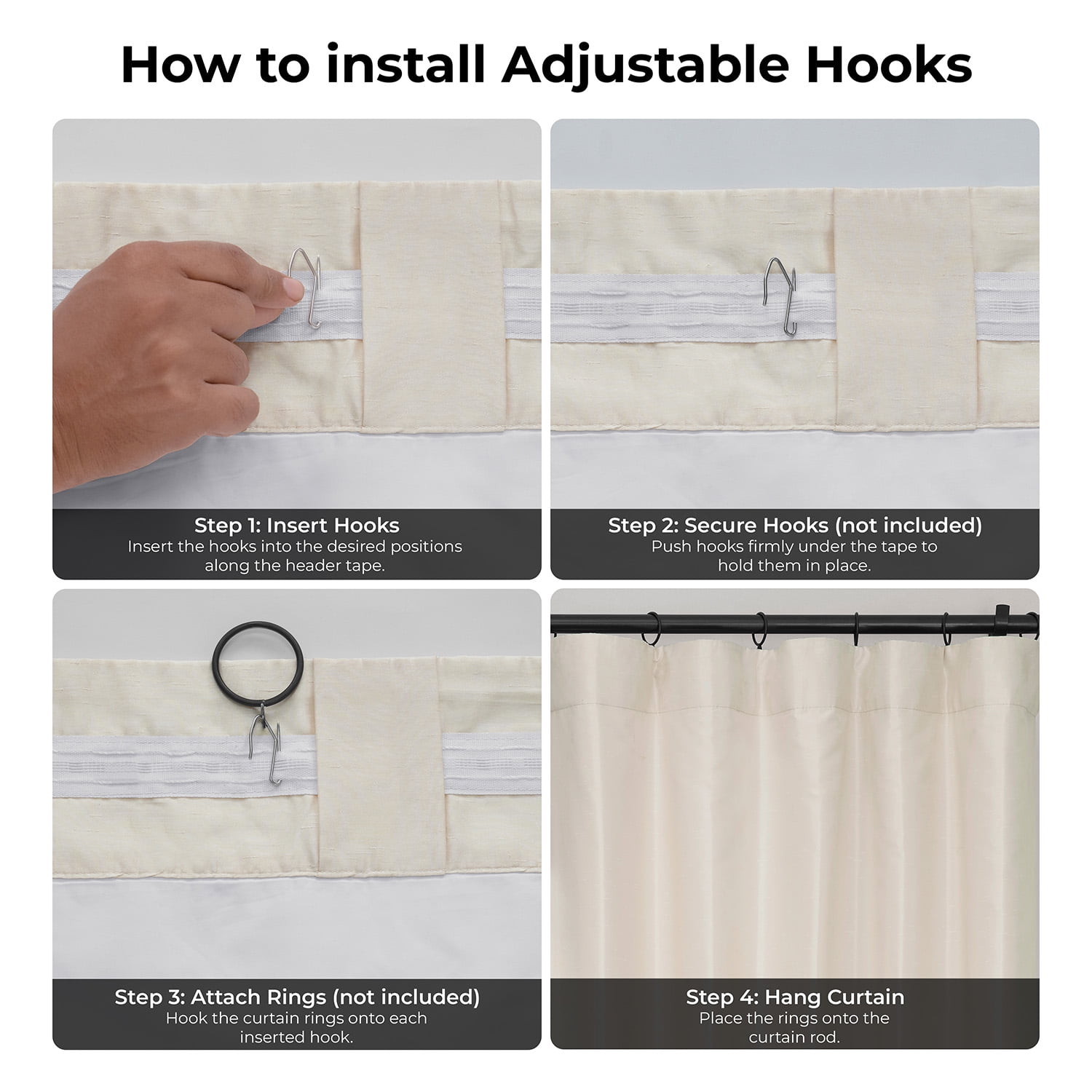 Half Price Drapes Off White Silk Blackout Curtains for Bedrooms(1 Panel),50WX 120L