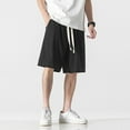 thumbnail image 3 of Aayomet Men Shorts Casual Elastic Waist Drawstring Summer Beach Shorts (Black, XXXXL), 3 of 5