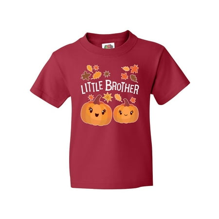 Inktastic Little Brother Pumpkins with Fall Leaves Youth T-Shirt