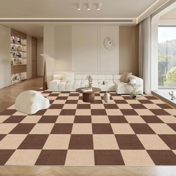 shiyou-Splicing Mats,Floor Mat Climbing Area Rugs,Non-Slip Carpet Rugs for Living Room Bedroom Playroom,11.81x11.81x0.16IN Play Mat Corridor Mats for Kids Elders and Dogs,18 Pcs(Brown&Beige)