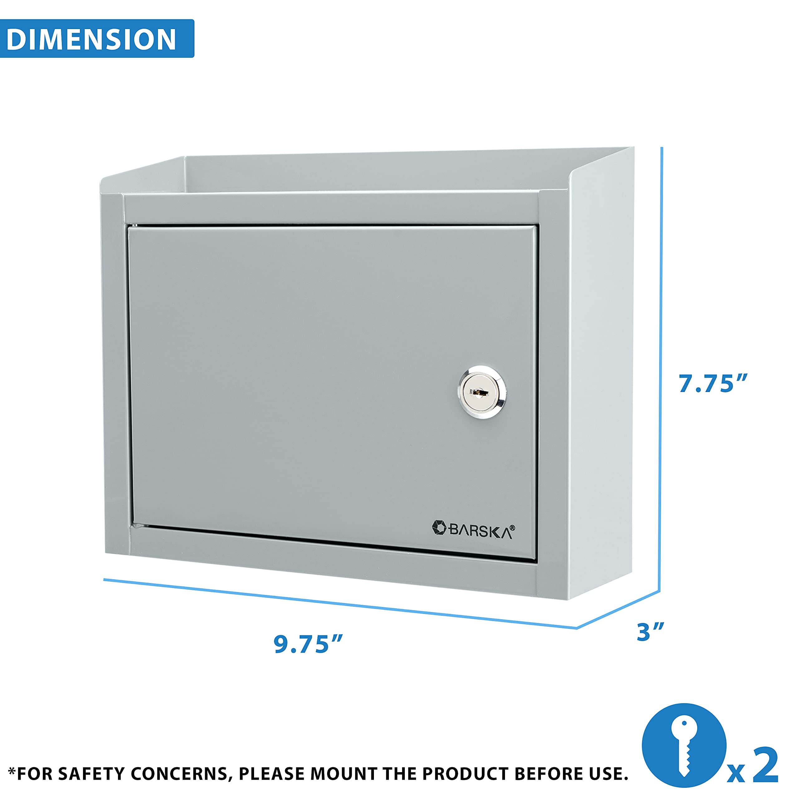 Barska Wall Mount Multi-Purpose Locking Mail Suggestion Drop Box with Key Lock for Home Office Classroom CA2
