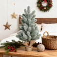 thumbnail image 5 of 18 Inch Snow Flocked Christmas Tree Artificial Mini Xmas Tree with Burlap Base, Flocked Cone Tree for Home Office Desk Tabletop Holiday Decorations and Party Centerpieces, 5 of 6