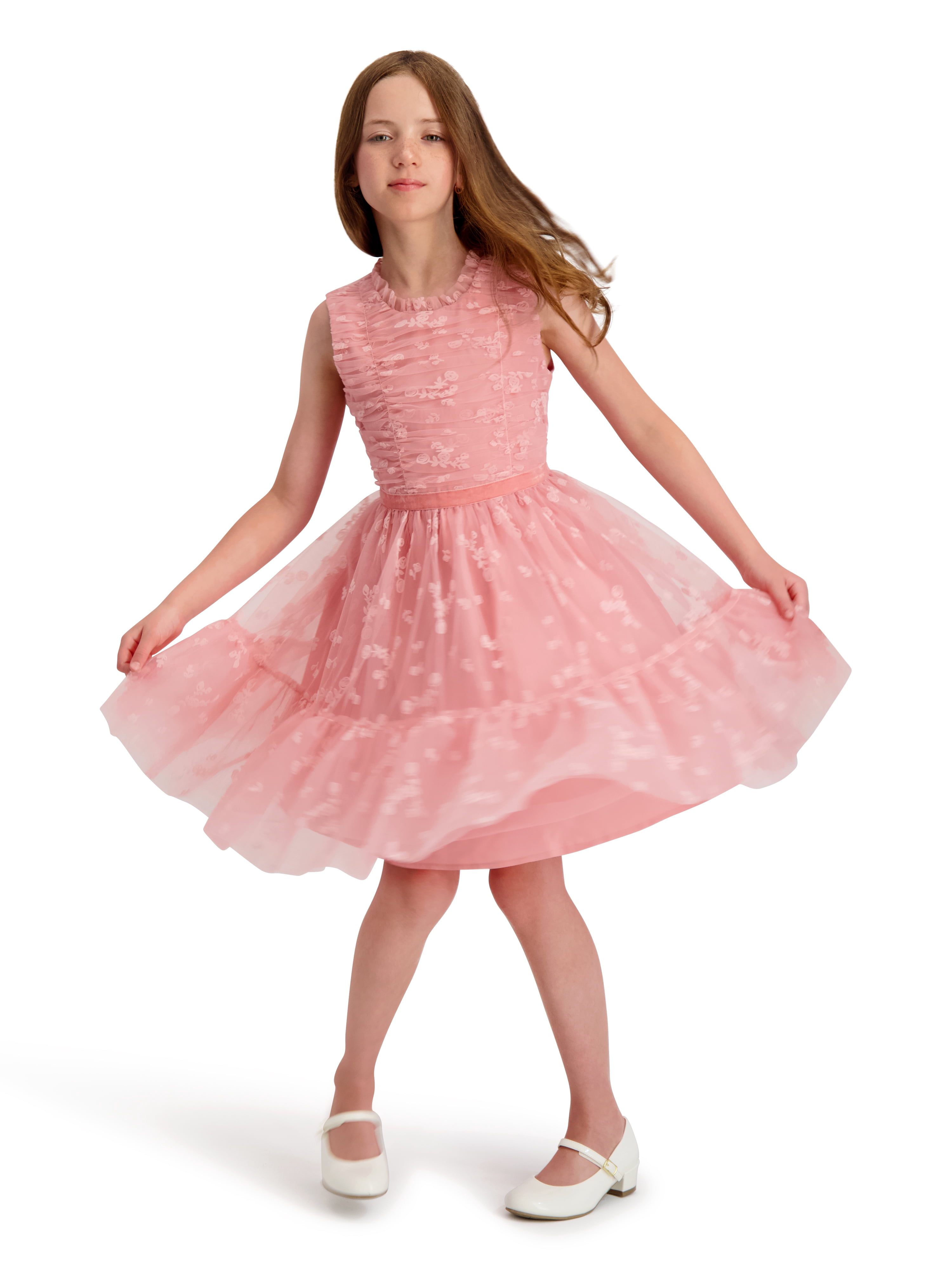Kensie Girl Flocked Mesh Sleeveless Dress, Sizes 4-16