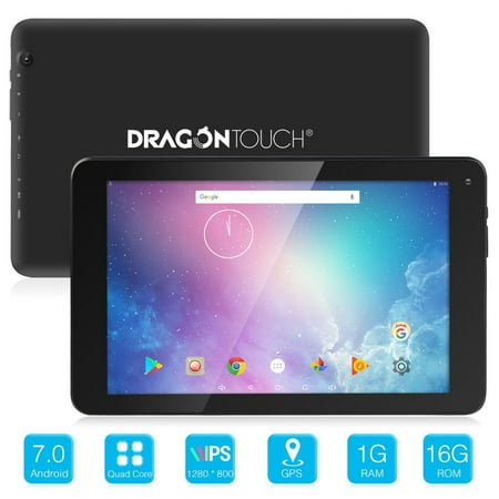 Dragon Touch V10 10 inch GPS/Wifi Android Tablet Android 7.0 Nougat MTK Quad Core 1GB RAM 16GB Storage,  With Bluetooth 4.0 and Mini HDMI 800x1280 IPS Display