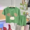 thumbnail image 2 of KPOPLK Summer Toddler Girl Clothes Girl Clothes 3 6 12 18 24 Months 2T 3T Toddler Baby Girl Summer Clothes Short Sleeves T-Shirt Tops + Shorts Cute Outfits Set(3-4 Years,Green), 2 of 6