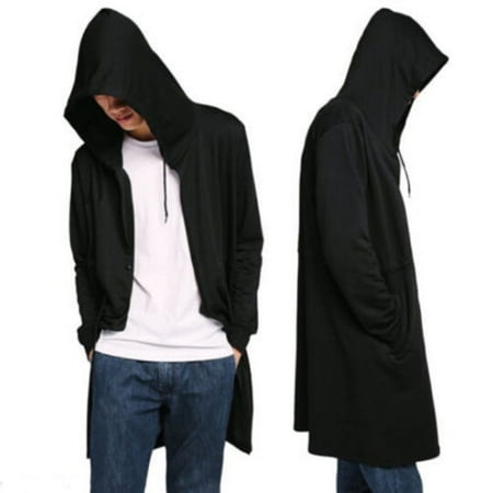 Men Cloak Jacket Men´s Fashion Sweatshirts Fashion Hip Hop Design Hooded Black Cloak Men Shawl Outwear Streetwear Coats ()