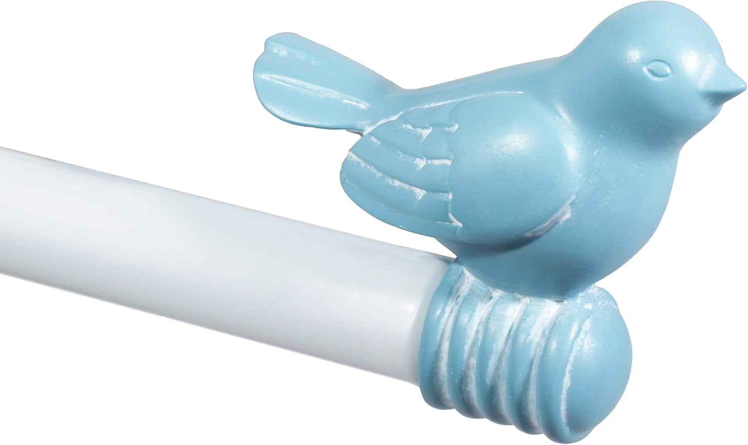 Urbanest 3/4-inch Cute Bird Designer Decorative Adjustable Window Treatment Curtain Single Rod Set, Heavy Duty, Baby Blue With White Rod, 84" to 120"