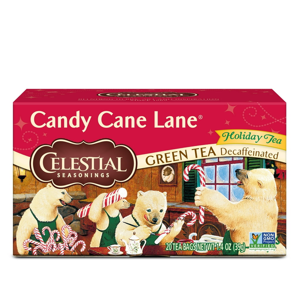 Celestial Seasonings Candy Cane Lane Decaf Green Holiday Tea, 20 Count