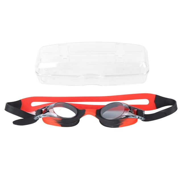 Gafas de natación para niños, transparentes, para PC, color rojo y negro