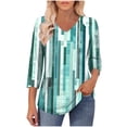 thumbnail image 3 of PEONAVET 3/7801 Length Sleeve Womens Tops, Fashion Women Patchwork 3/4 Sleeve T-shirt Pullover V-Neck Shoulder Sleeve Blouse, 3 of 7